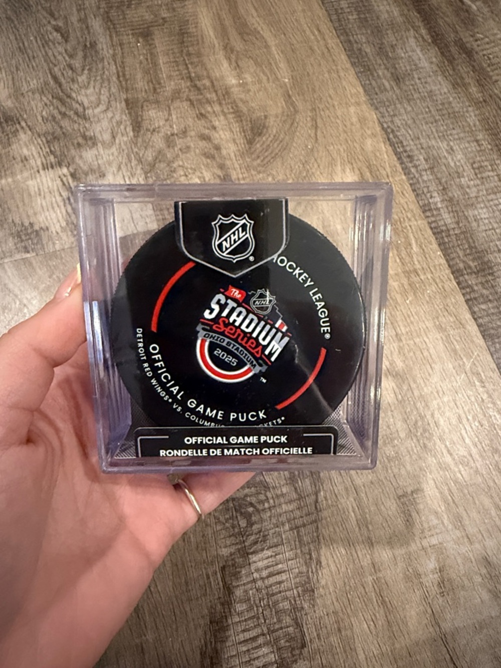 NHL Black Red and White Stadium Series 2025 Game Puck